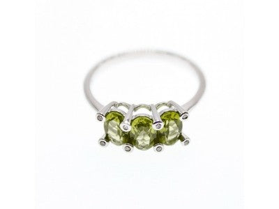 14K White Gold Peridot & Diamonds Ring Size 11.12