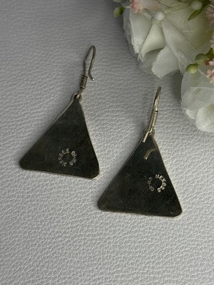 Vintage 925 Sterling Silver Turquoise Earrings Length 1.80 Inch
