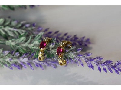 925 Sterling Silver Gold Plated Pink Topaz Stud Earrings
