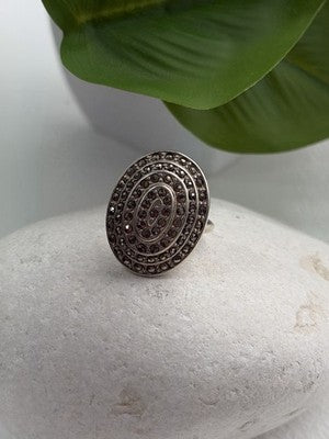 Beautiful Vintage 925 Sterling Silver Marcasite Ring Size 6
