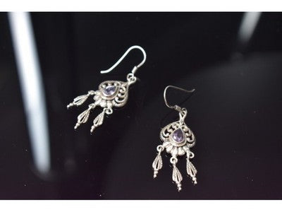 Vintage 925 Sterling Silver Amethyst Earrings