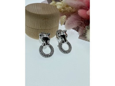925 Sterling Silver CZ "Panther" Earrings