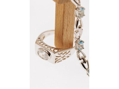 925 Sterling Silver CZ Men'S Ring Size 15.25