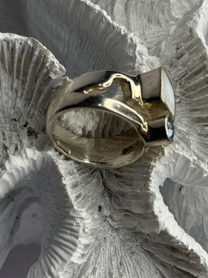 925 Sterling Silver Abalone &Peridot & Topaz Ring Size 8