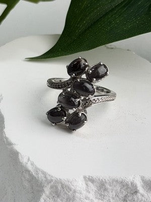 925 Sterling Silver Black Star Sapphire Ring Size 7