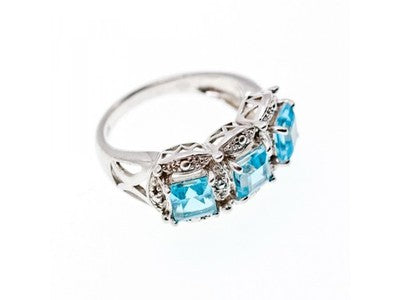 925 Sterling Silver Topaz Ring Size 8