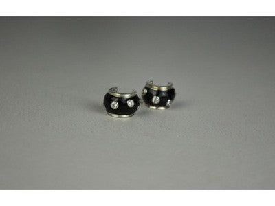 925 Sterling Silver Black Enamel & CZ Earrings
