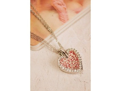 925 Sterling Silver CZ "Heart" Triple Chain With Pendant