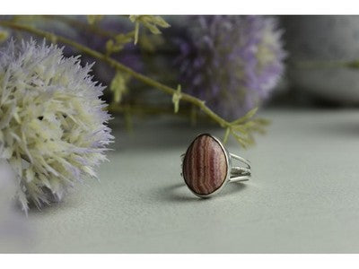 925 Sterling Silver Rhodochrosite Ring Size 7