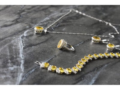 925 Sterling Silver Yellow CZ "Imitation Citrine" Set
