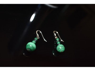 925 Sterling Silver Malachite Dangle Earrings