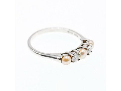 925 Sterling Silver Pearls & CZ Ring Size 10.5