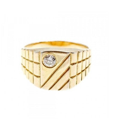 925 Sterling Silver Gold Plated CZ Men'S Ring Size 12