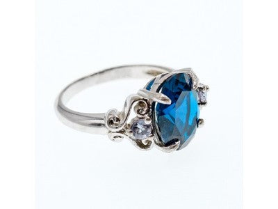 925 Sterling Silver Sapphire & Iolite Ring Size 8.5