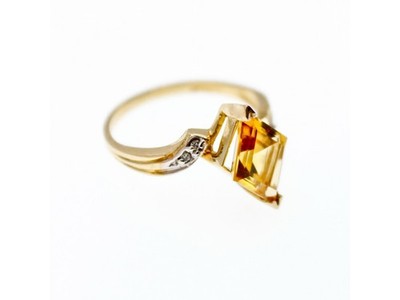 10K Yellow Gold Heliodor & Diamonds Ring Size 7