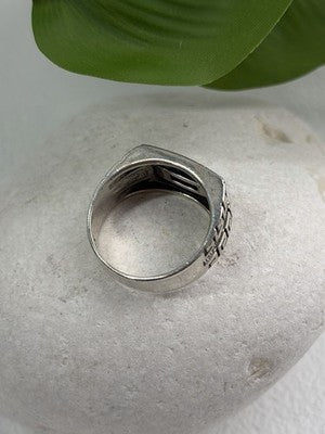 Men's 925 Sterling Silver Garnet & Marcasite Ring Size 10