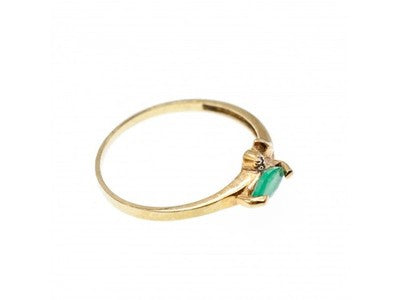 10K Yellow Gold Emerald & Diamonds Ring Size 6.75