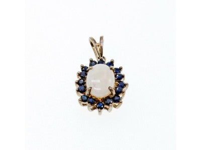 925 Sterling Silver Opal & Sapphires Pendant