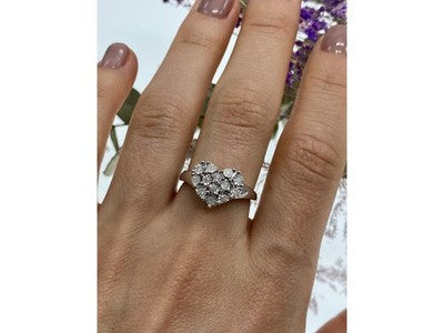925 Sterling Silver Sapphires "Heart" Ring Size 9