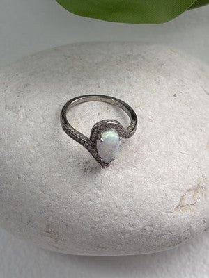 925 Sterling Silver Opal & Beryl Ring Size 6