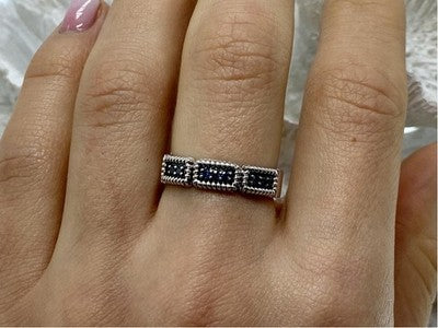 925 Sterling Silver Blue Spinel Ring Size 9