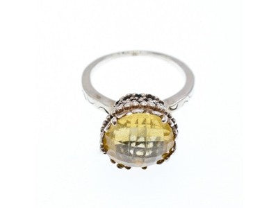 Vintage 925 Sterling Silver Yellow Tourmaline Ring Size 7