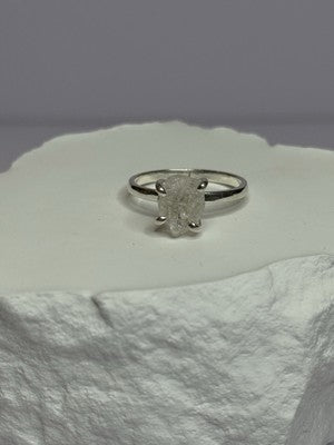 925 Sterling Silver Raw & Rough-Cut Diamond Ring Size 6.5