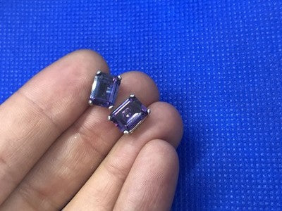 925 Sterling Silver Amethyst Stud Earrings
