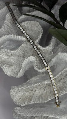 Shiny 925 Sterling Silver Gold Plated Cz Bracelet 7.5