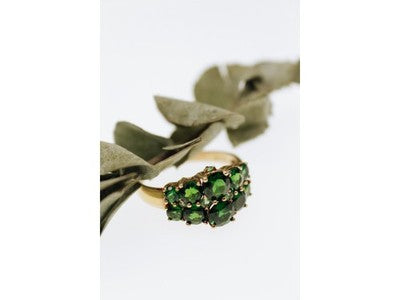 925 Sterling Silver Gold Plated Chrysolites Ring Size 11.5