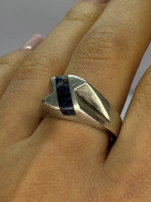 Vintage 925 Sterling Silver Sodalite Ring Size 10.5