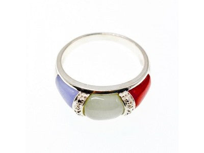925 Sterling Silver Multicolor Nephrite Ring Size 11.75