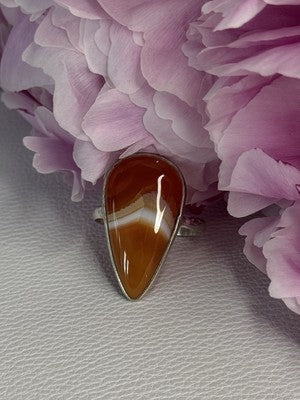 925 Sterling Silver Agate Ring Size 7.5