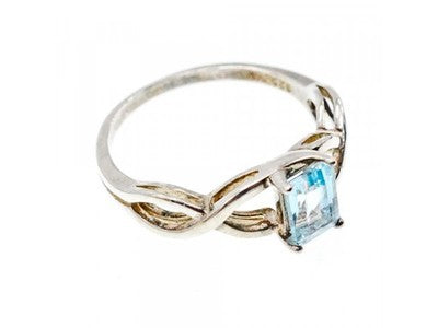 925 Sterling Silver Blue Spinel Ring Size 11.25