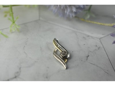 925 Sterling Silver with Gold inserts (10K) & Diamonds "Violin clef" Pendant