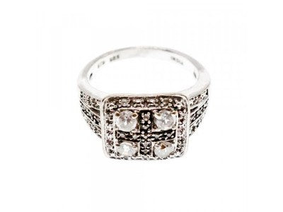 925 Sterling Silver White Spinel Ring Size 7