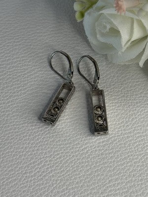 925 Sterling Silver Aquamarine Earrings Length 1.30 Inch
