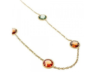 925 Sterling Silver Gold Plated Multicolor Jewelry Glass Necklace