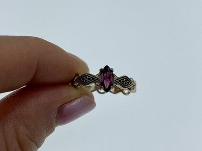 925 Sterling Silver Almandine Ring Size 7