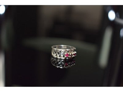 925 Sterling Silver Pink Topaz & Amethyst Ring Size 6.5
