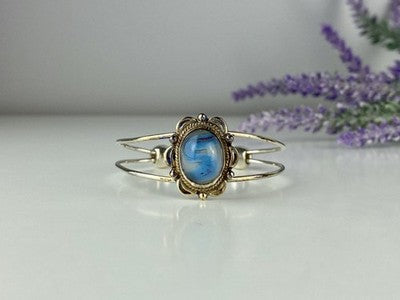 Vintage 925 Sterling Silver Agate Bracelet