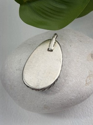 925 Sterling Silver Turquoise Pendant Length 1.8 in