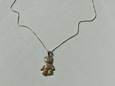 925 Sterling Silver "Bear" Chain With Pendant Italy