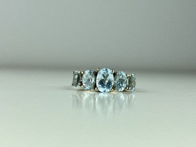 925 Sterling Silver Blue Spinel Ring Size 6.5