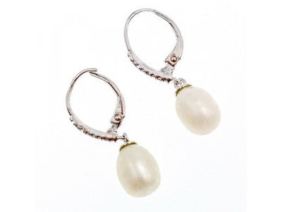 925 Sterling Silver Pearls & CZ Earrings