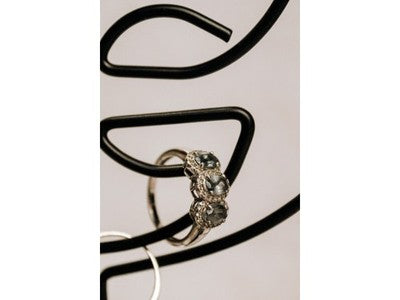 925 Sterling Silver Tourmaline & Quartz Ring Size 7