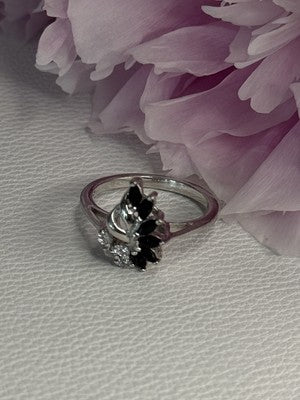 925 Sterling Silver Dark Blue & White Sapphire Ring Size 9 ; 7 ; 6.5