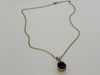 925 Sterling Silver Gold Plated Spinel & CZ Chain With Pendant
