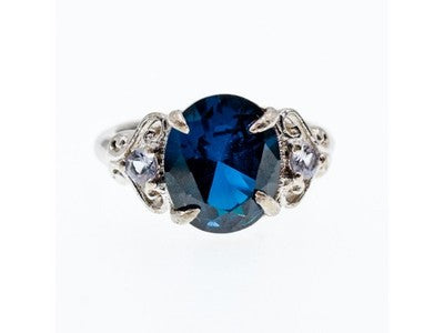 925 Sterling Silver Sapphire & Iolite Ring Size 8.5