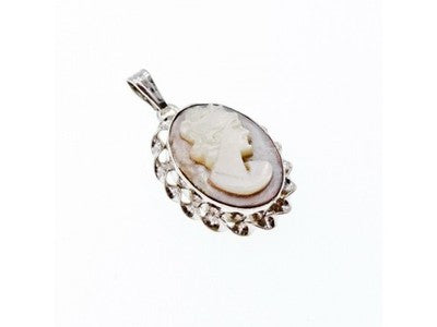 925 Sterling Silver Shell Cameo Pendant